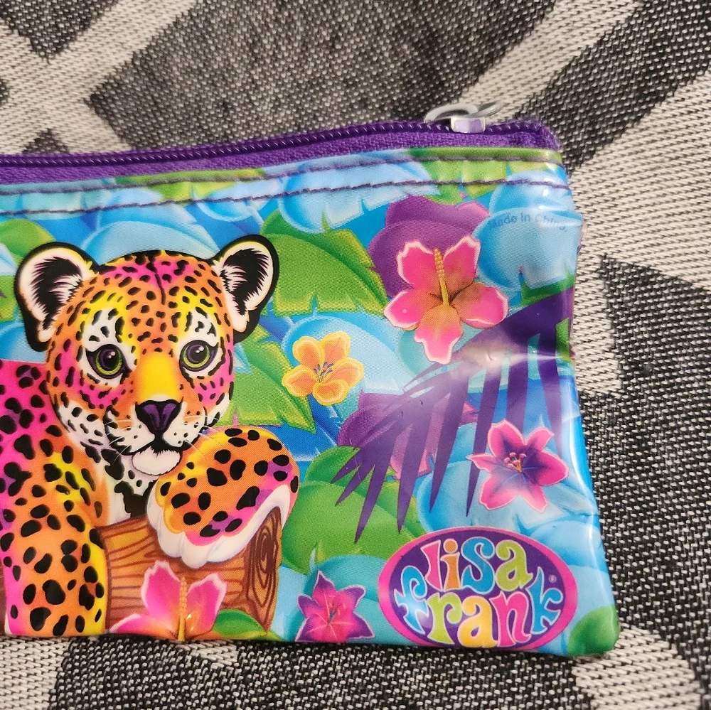Vintage Lisa Frank Hunter Leopard Vinyl Zippered Pencil Pouch Case 7.5